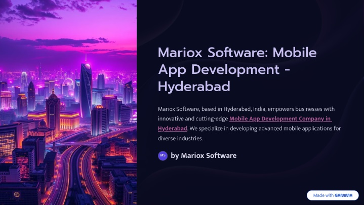 mariox software mobile app development hyderabad n.w