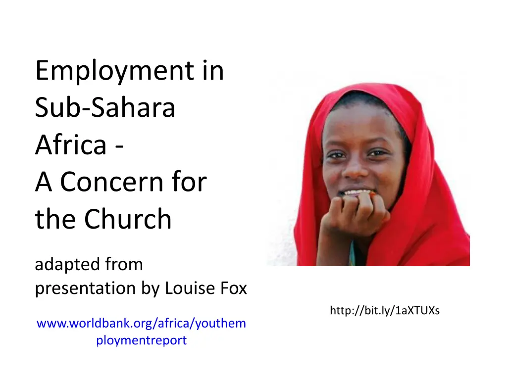 employment in sub sahara africa a concern n.w