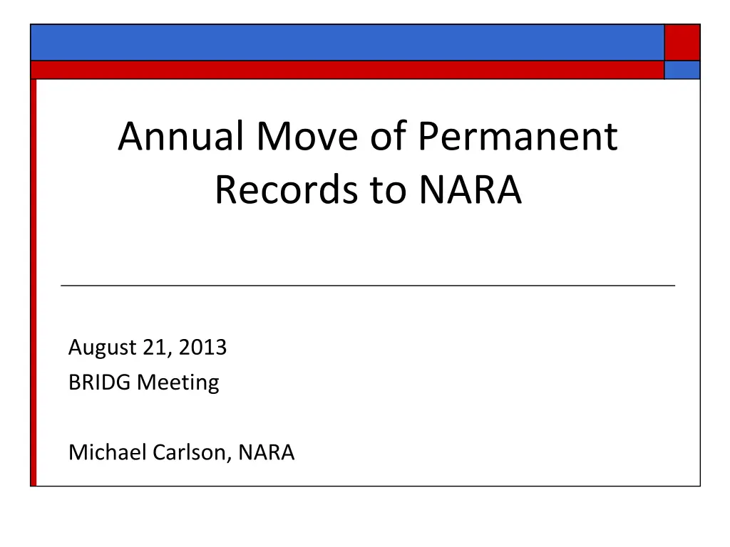 annual move of permanent records to nara n.w