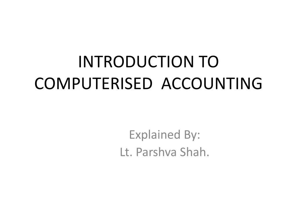 introduction to computerised accounting n.w