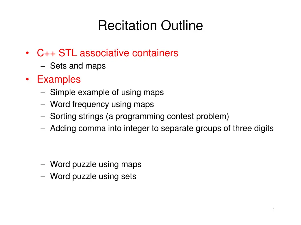 recitation outline n.w