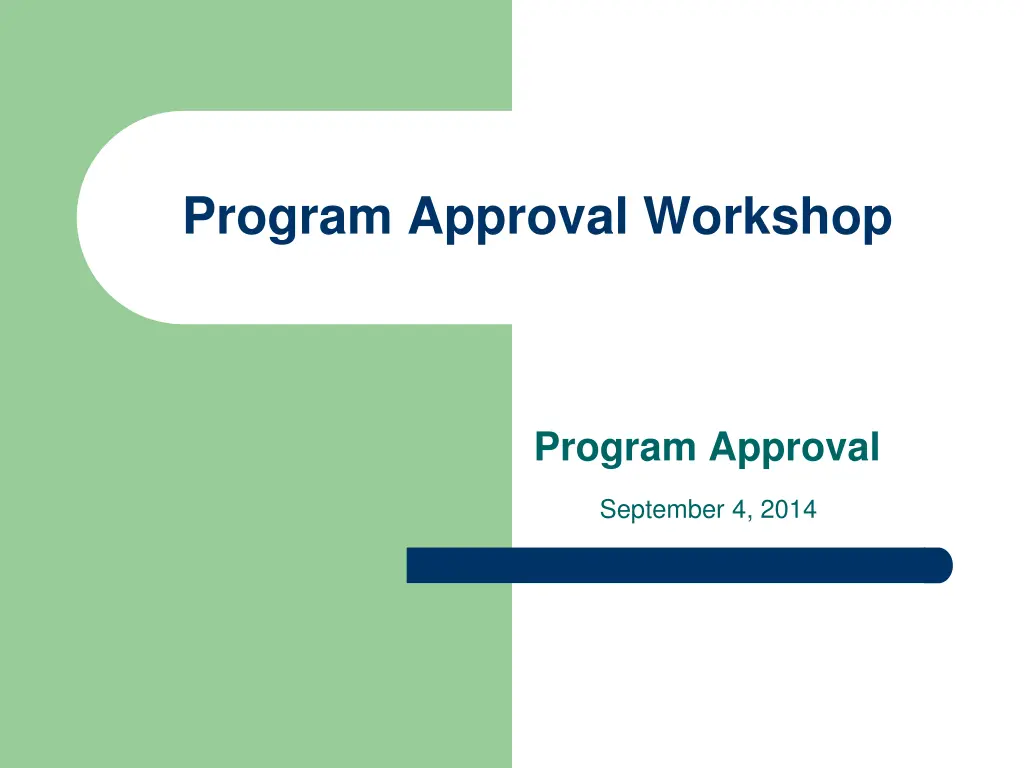 program approval workshop n.w