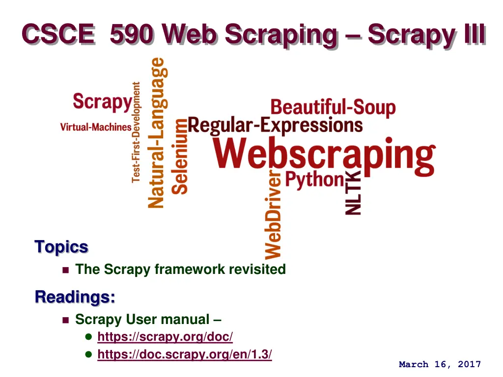 csce 590 web scraping scrapy iii n.w