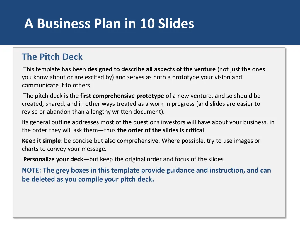 a business plan in 10 slides n.w