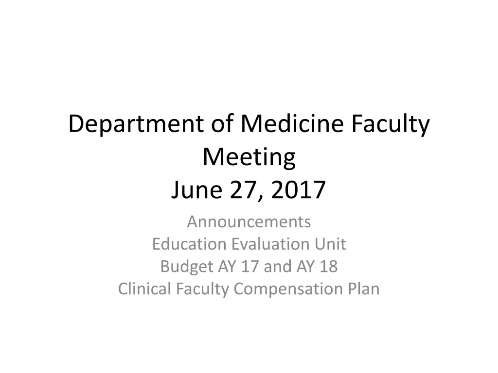 department of medicine faculty meeting june n.w