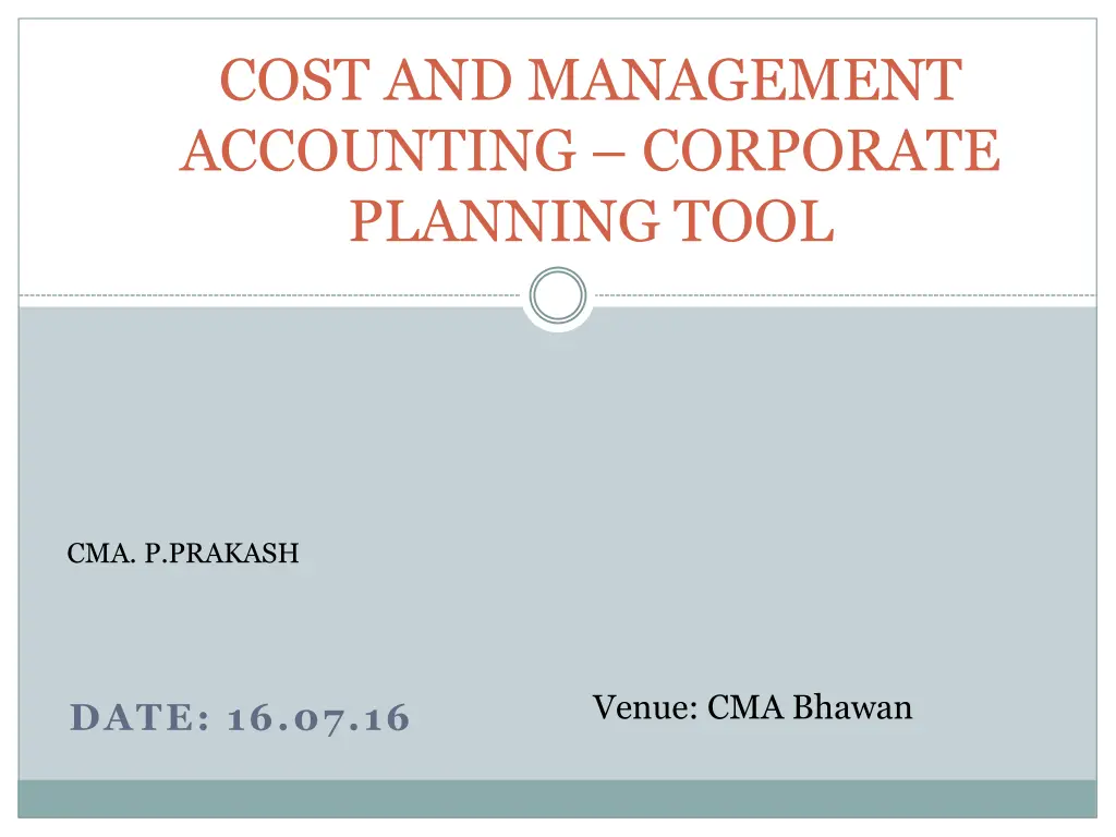 cost and management accounting corporate planning n.w