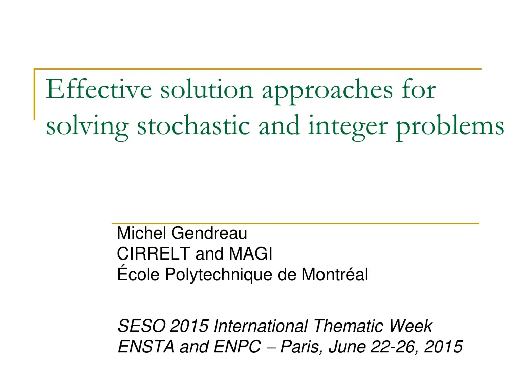 effective solution approaches for solving n.w