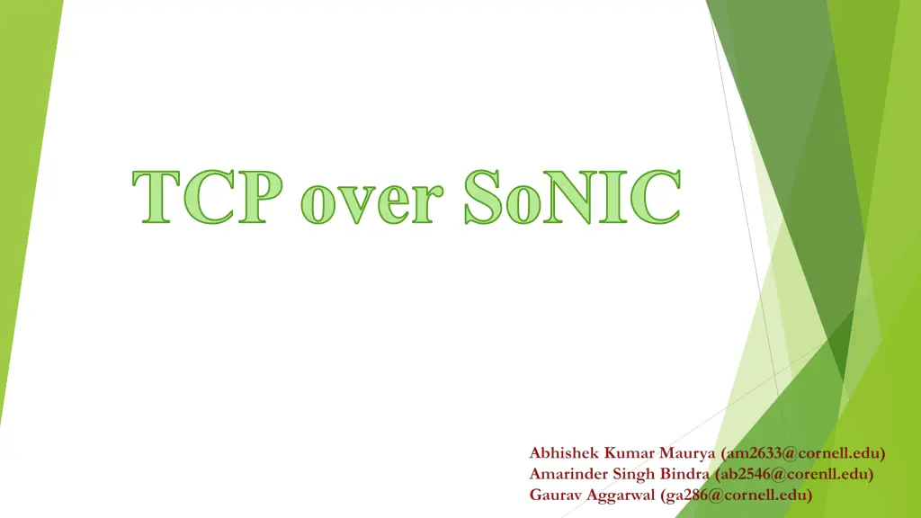 tcp over sonic n.w