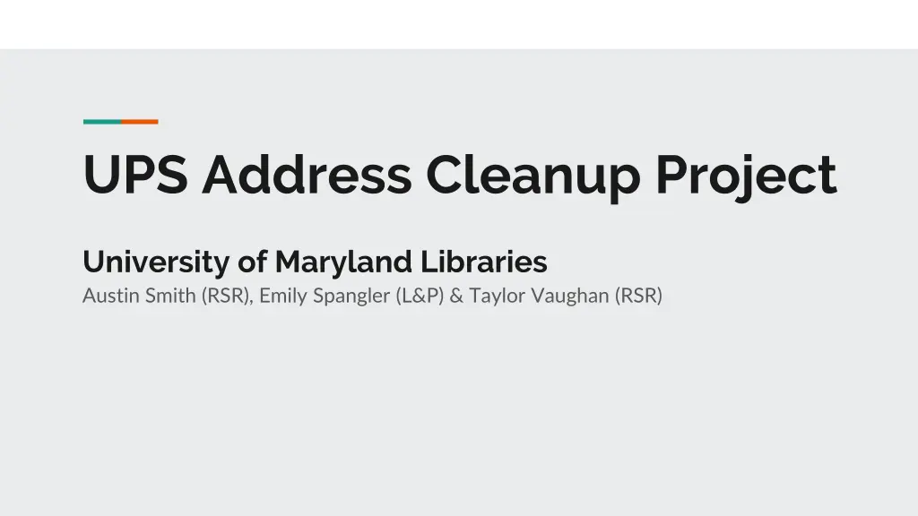 ups address cleanup project n.w
