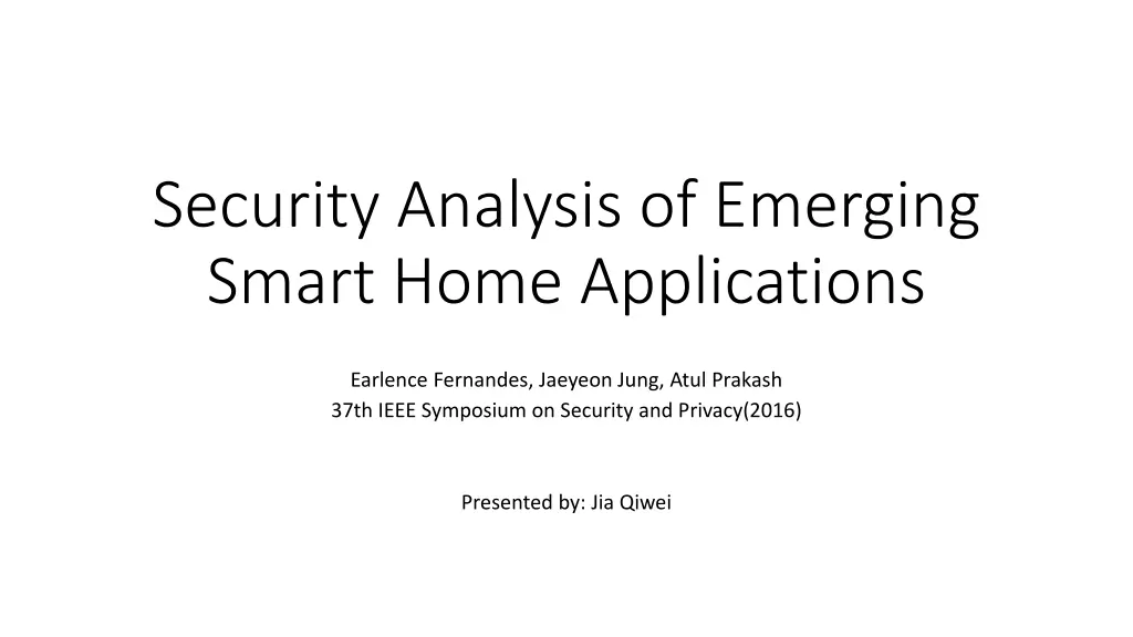 security analysis of emerging smart home n.w