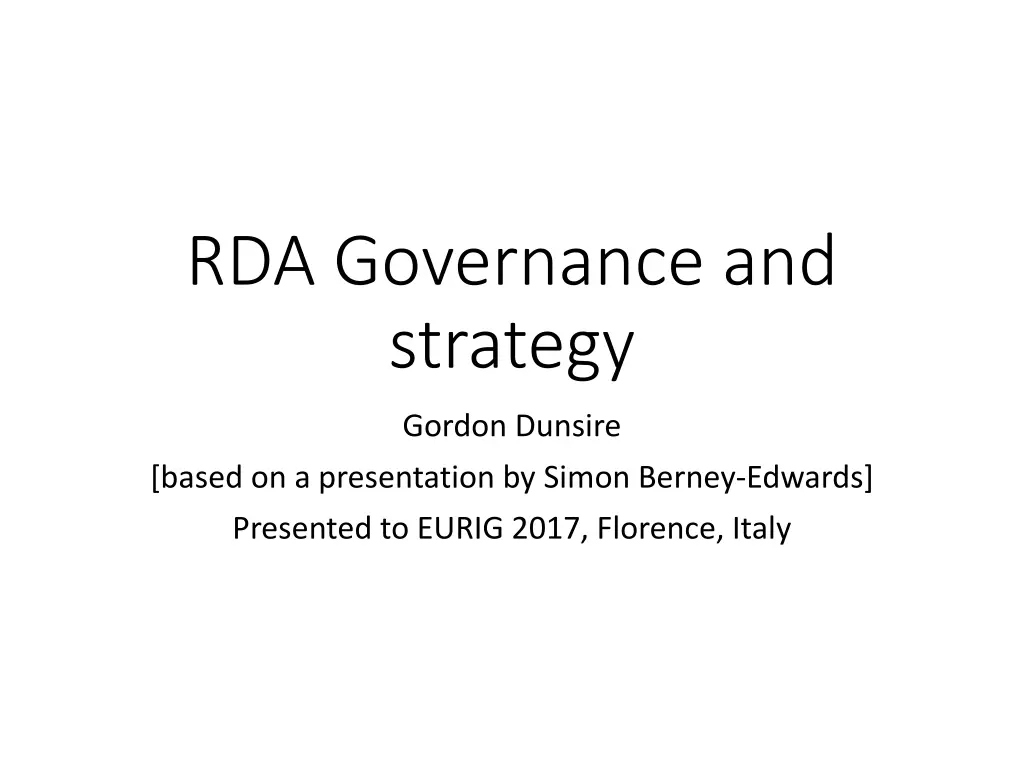rda governance and strategy n.w