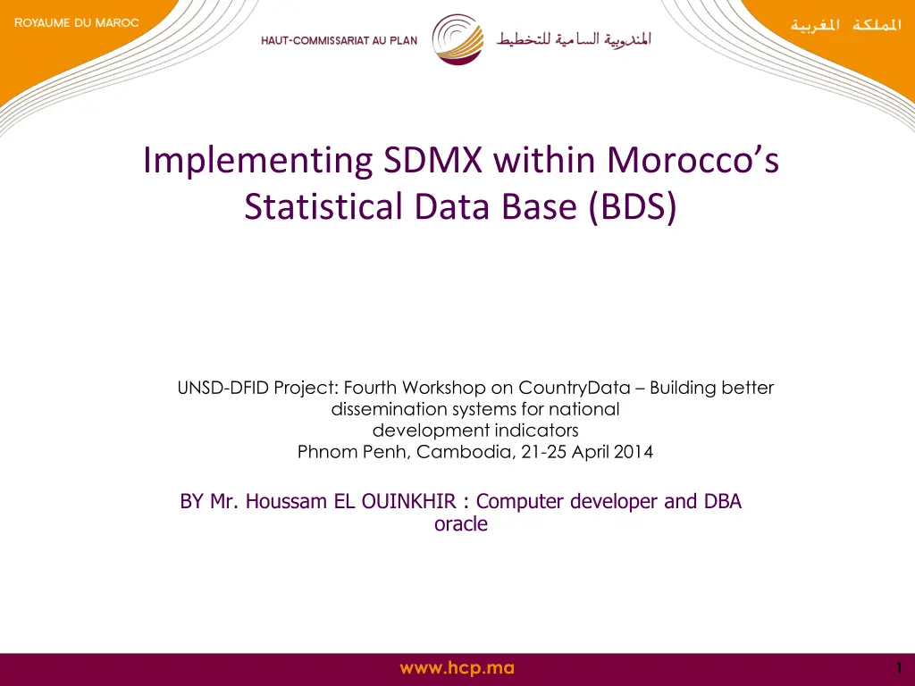 implementing sdmx within morocco s statistical n.w