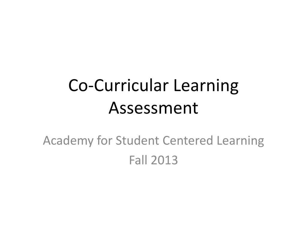 co curricular learning assessment n.w