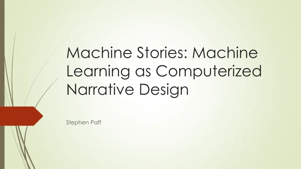machine stories machine learning as computerized n.w