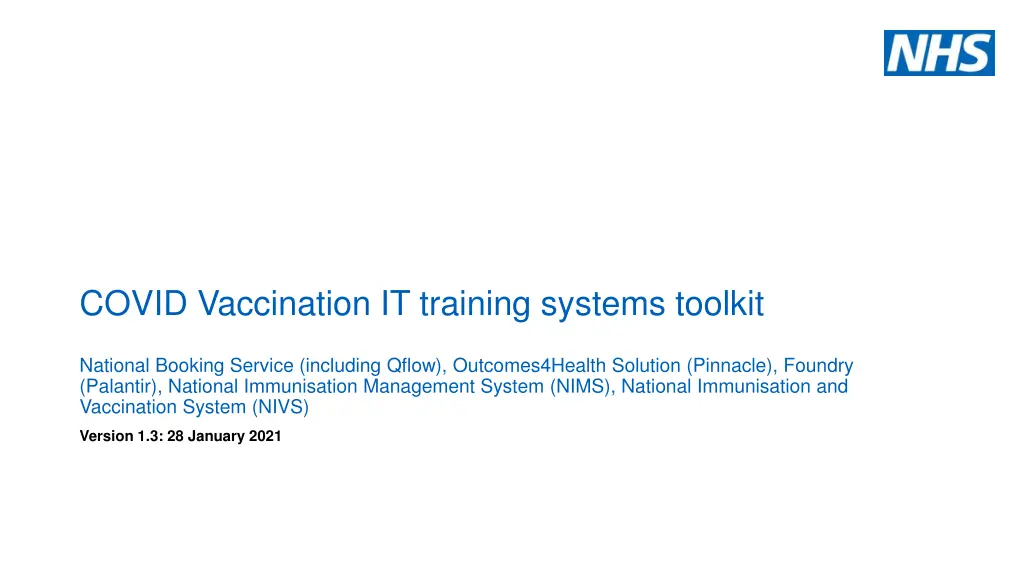 covid vaccination it training systems toolkit n.w