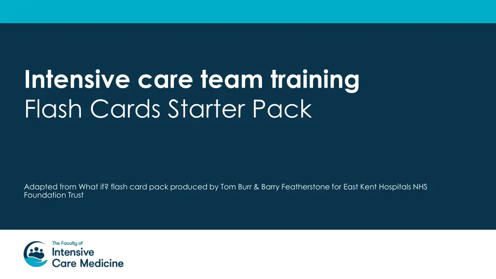 intensive care team training flash cards starter n.w