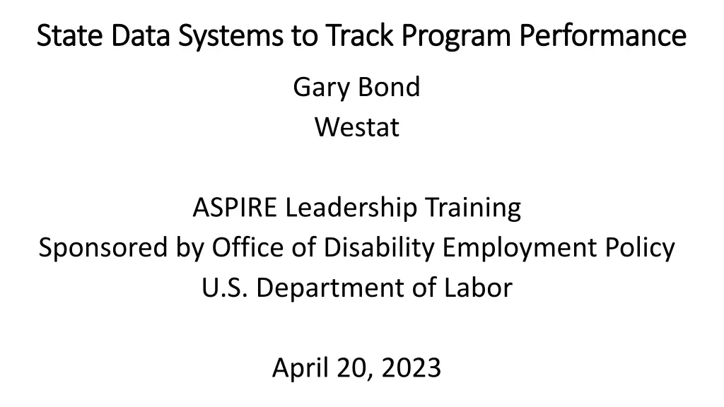 state data systems to track program performance n.w