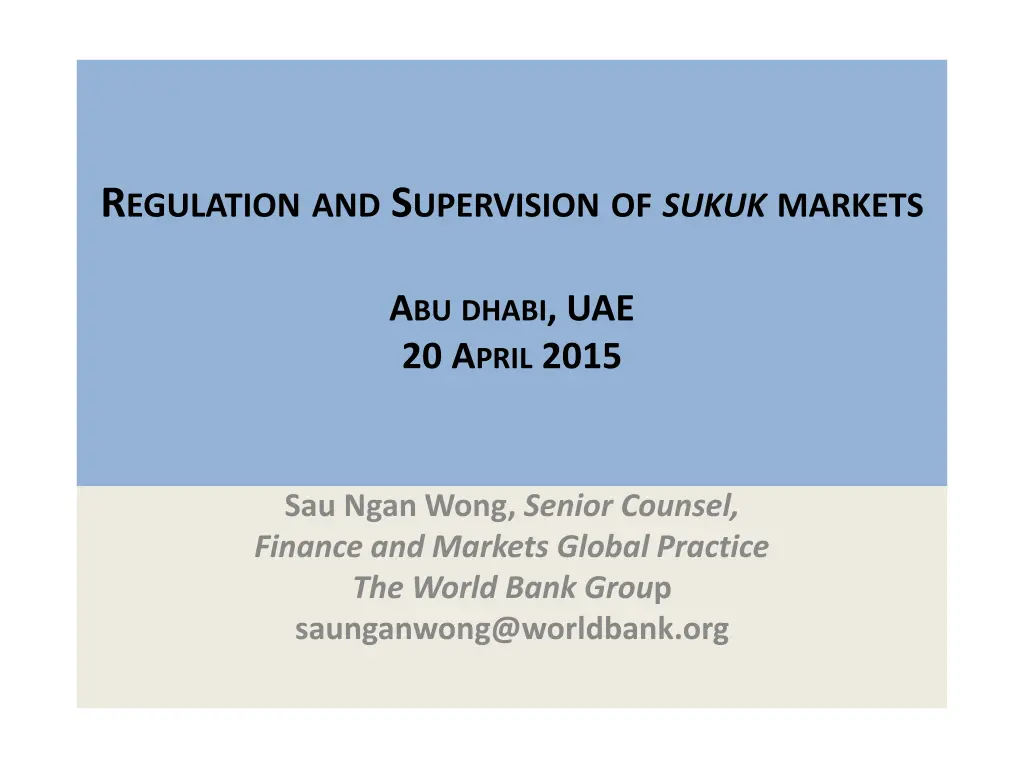 r egulation and s upervision of sukuk markets n.w