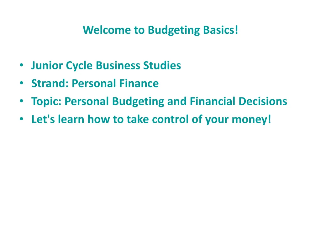 welcome to budgeting basics n.w