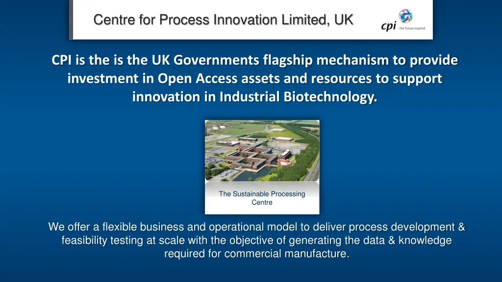 centre for process innovation limited uk n.w
