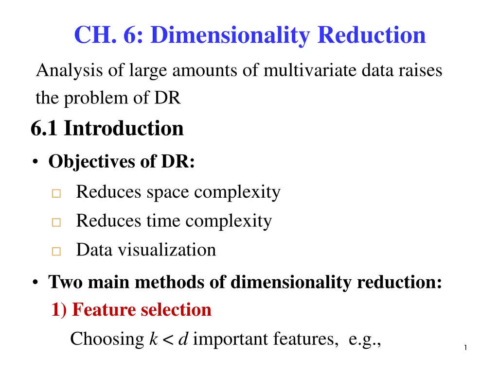 ch 6 dimensionality reduction n.w