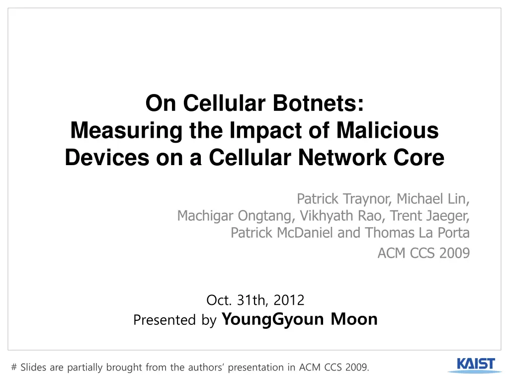 on cellular botnets measuring the impact n.w