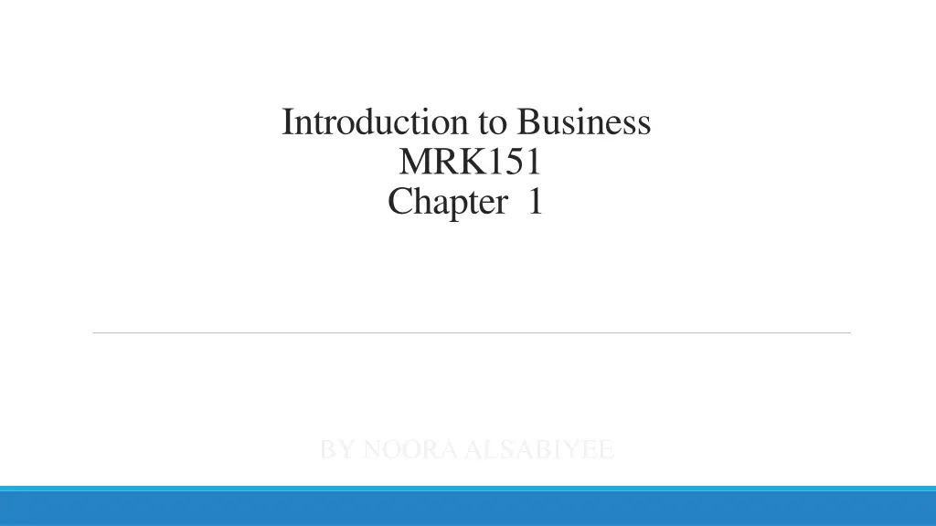 introduction to business mrk151 chapter 1 n.w