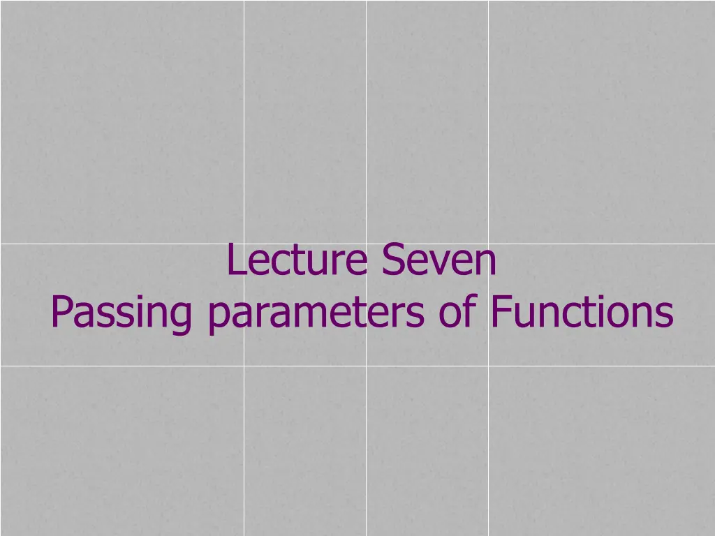 lecture seven n.w