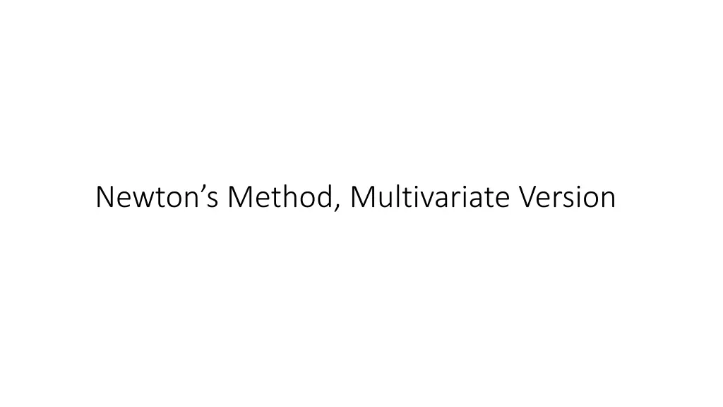 newton s method multivariate version n.w
