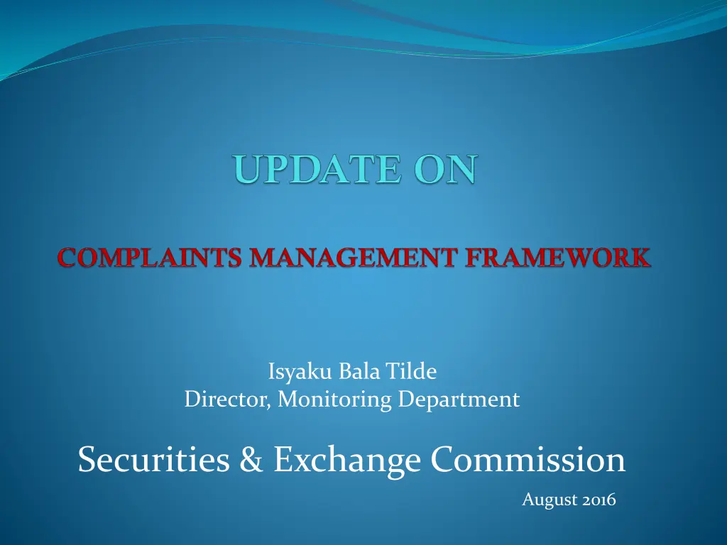 isyaku bala tilde director monitoring department n.w