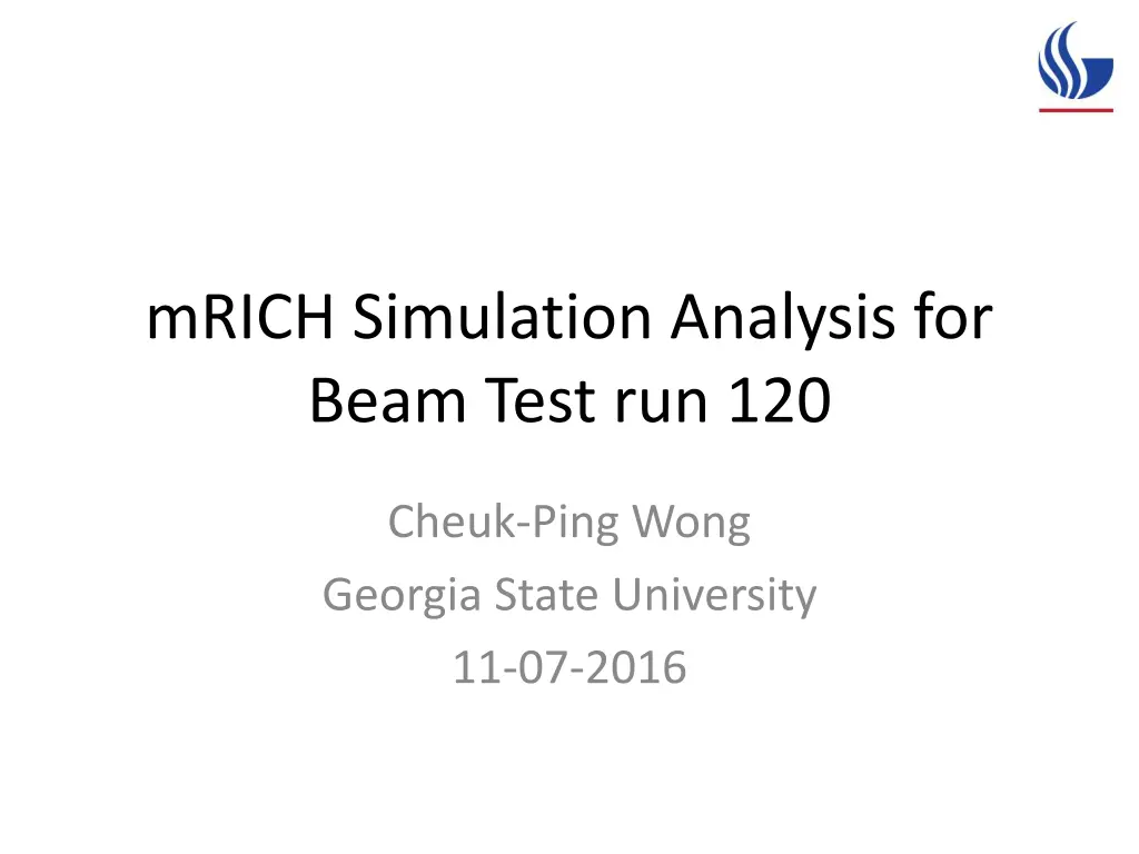 mrich simulation analysis for beam test run 120 n.w