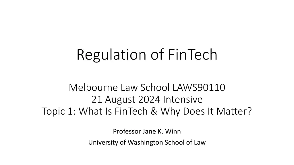 regulation of fintech n.w
