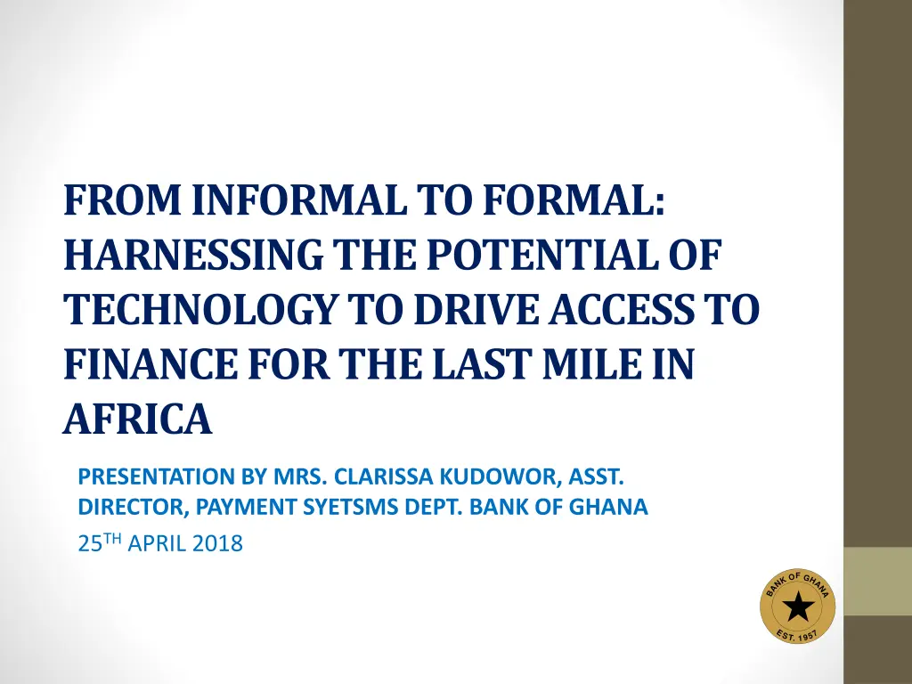 from informal to formal harnessing the potential n.w