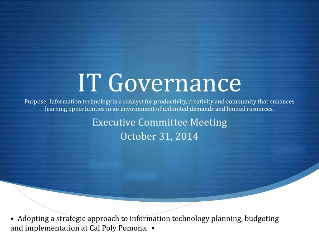 it governance purpose information technology n.w