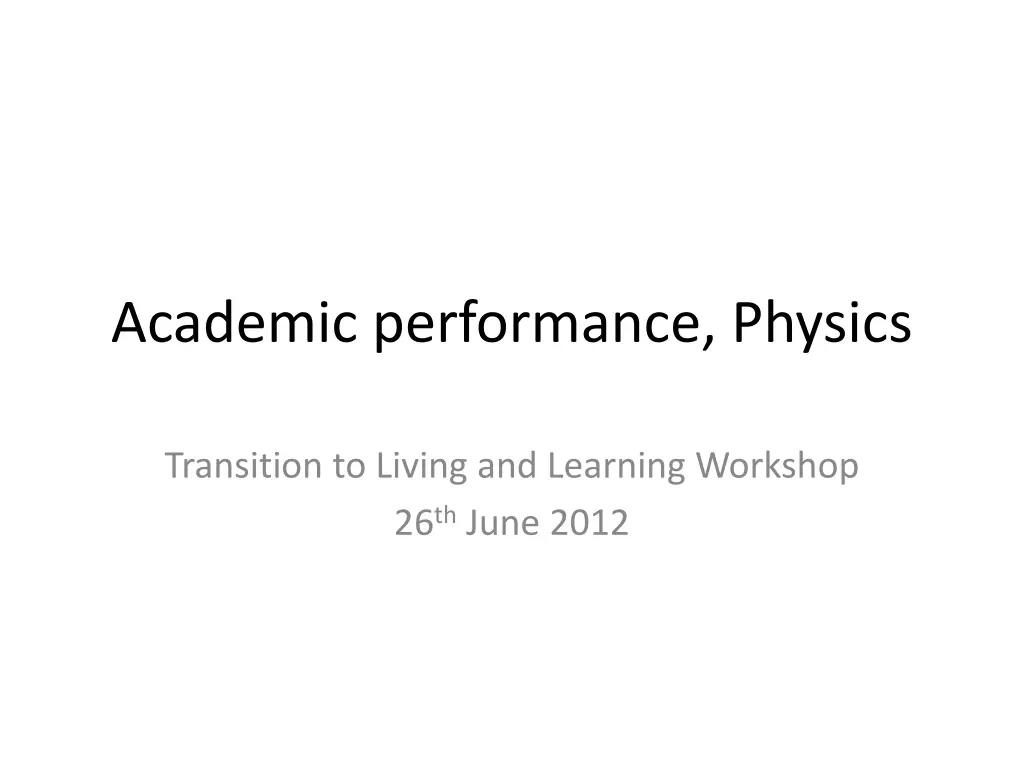 academic performance physics n.w
