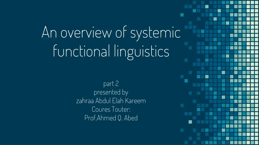 an overview of systemic functional linguistics n.w
