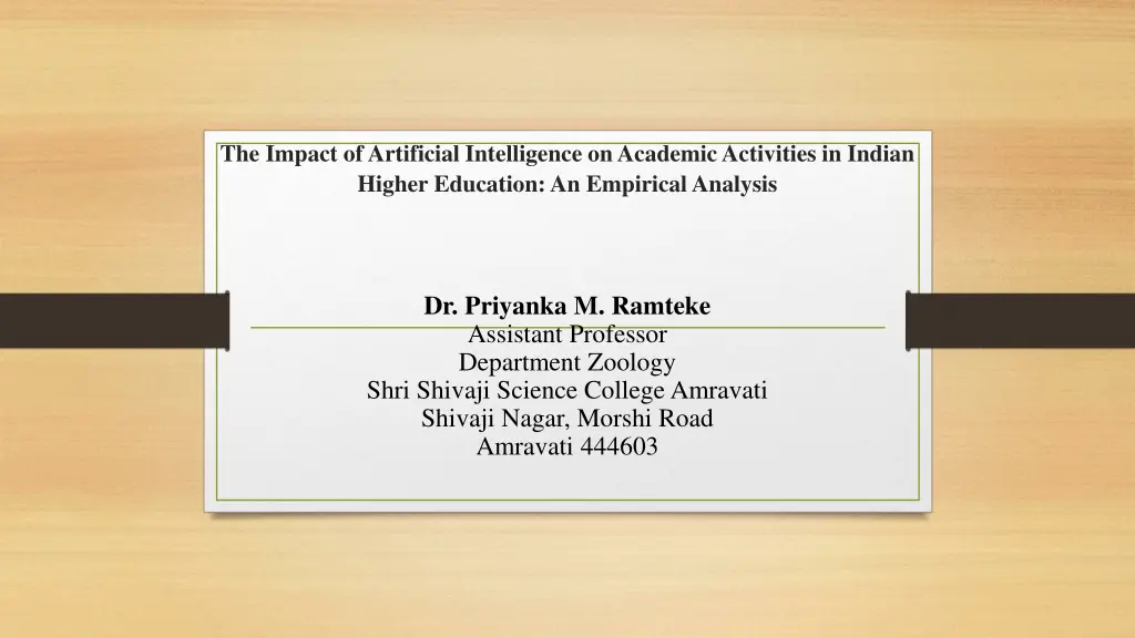 the impact of artificial intelligence on academic n.w