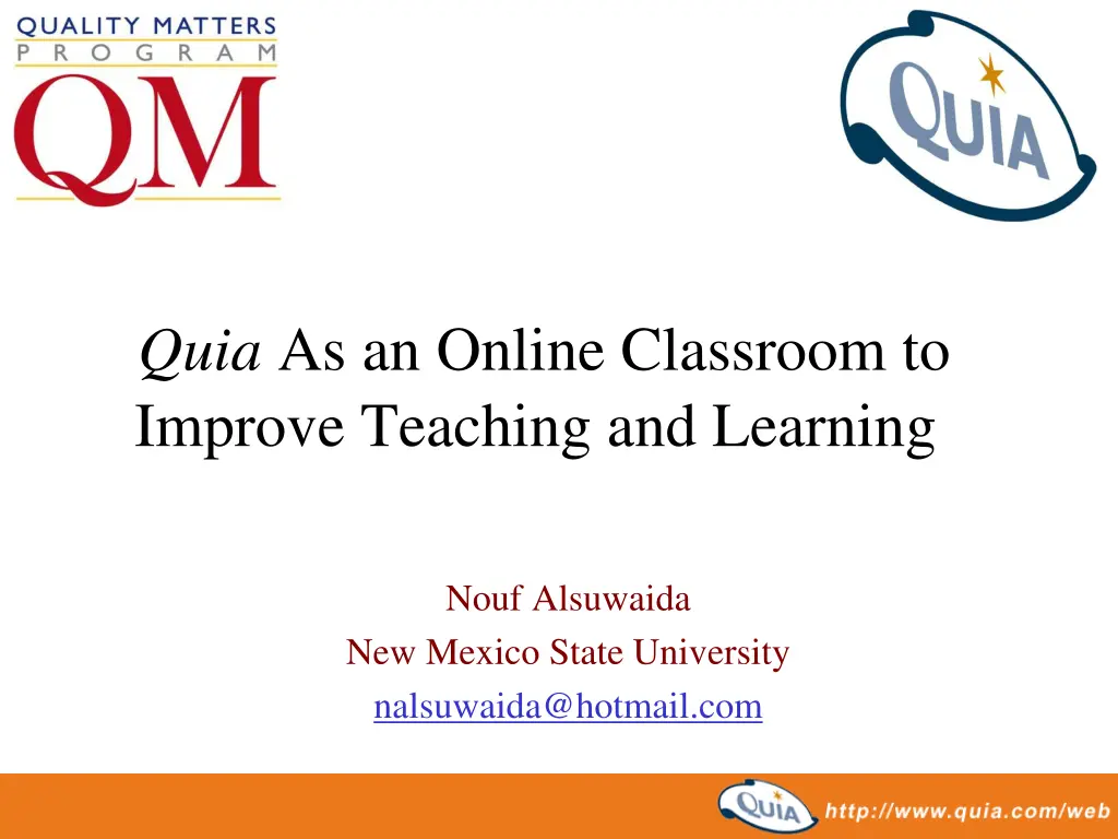 quia as an online classroom to improve teaching n.w