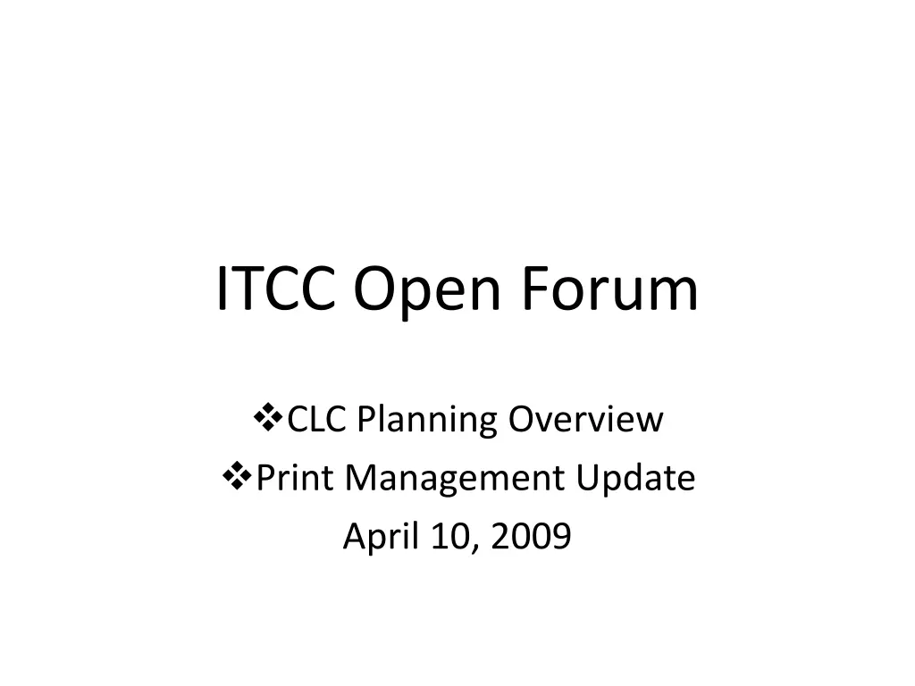 itcc open forum n.w