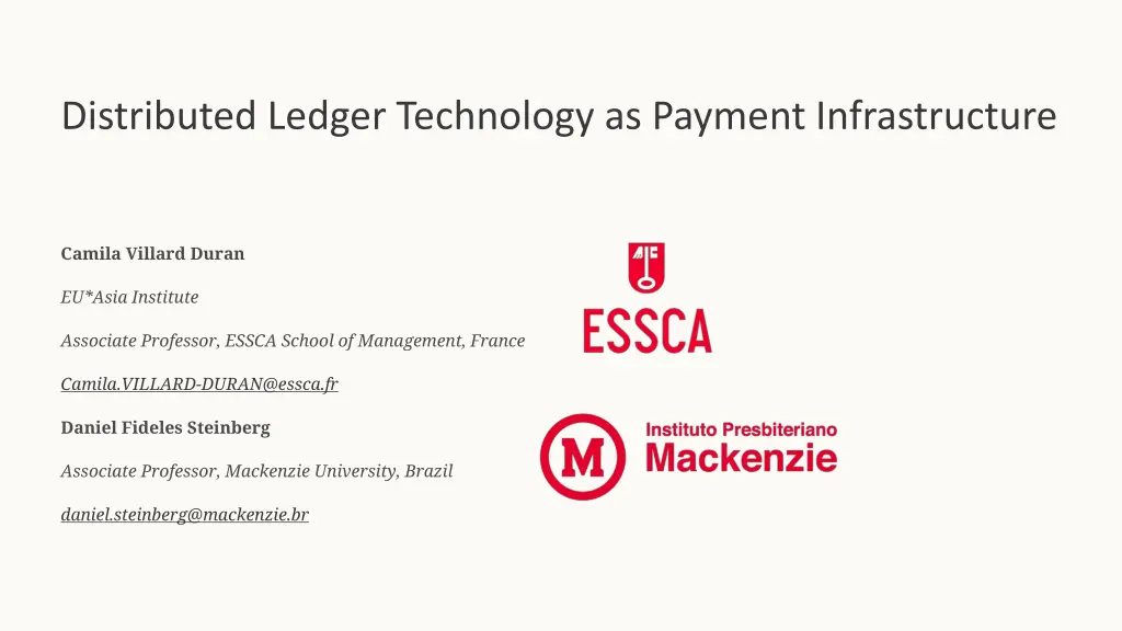 distributed ledger technology as payment n.w