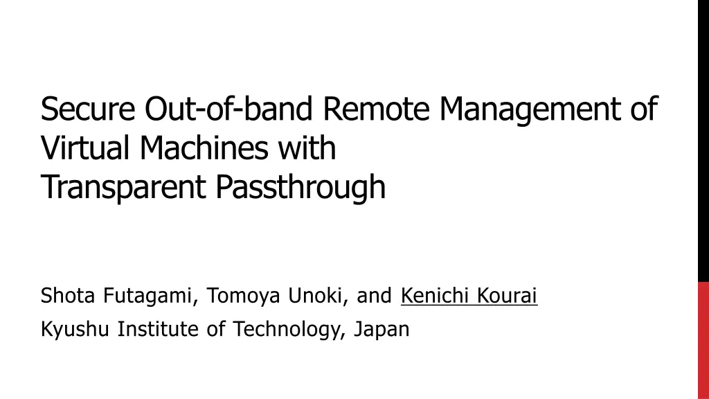 secure out of band remote management of virtual n.w
