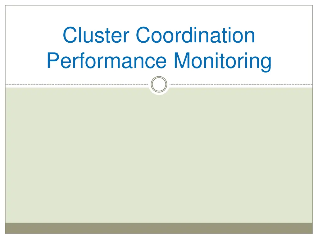 cluster coordination performance monitoring n.w