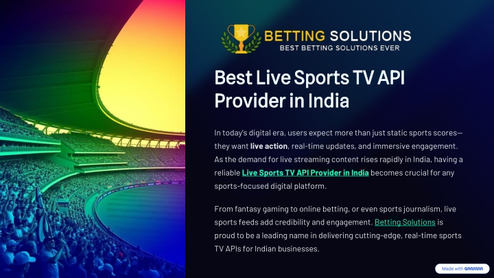 Best Live Sports TV API Provider in India