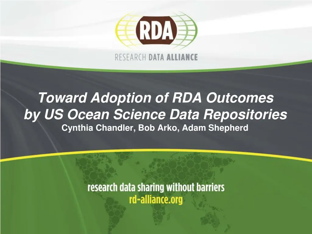 toward adoption of rda outcomes by us ocean n.w