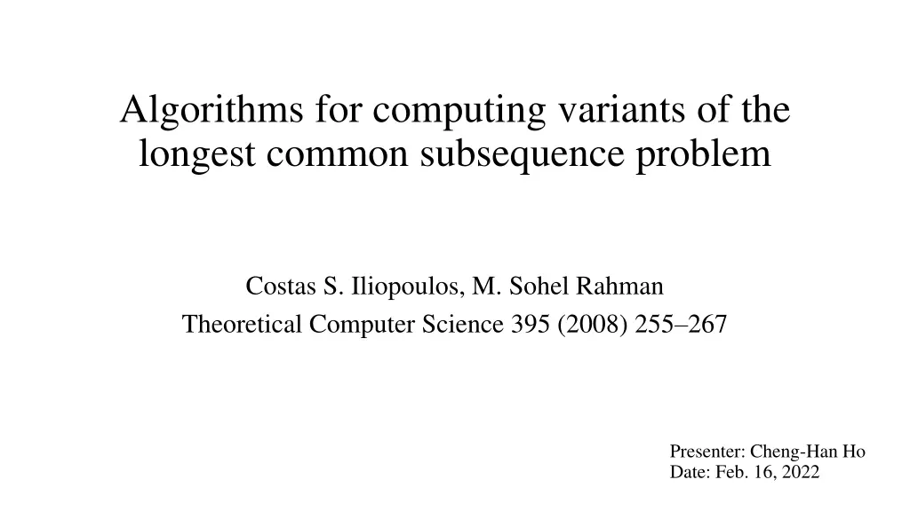 algorithms for computing variants of the longest n.w