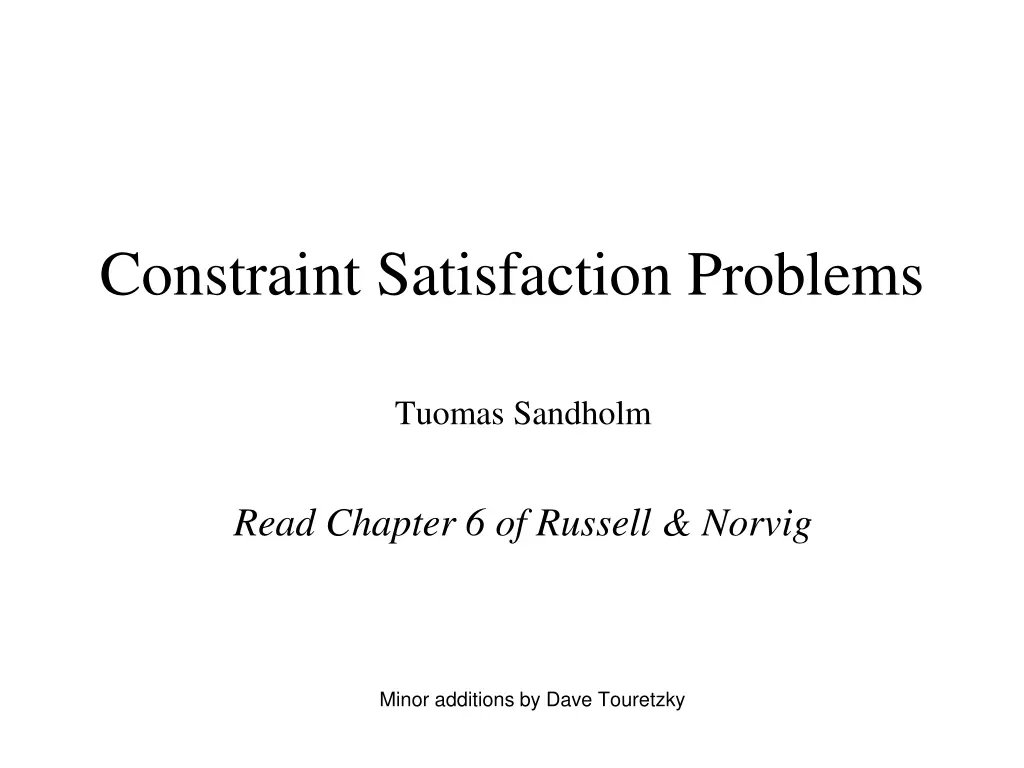constraint satisfaction problems n.w