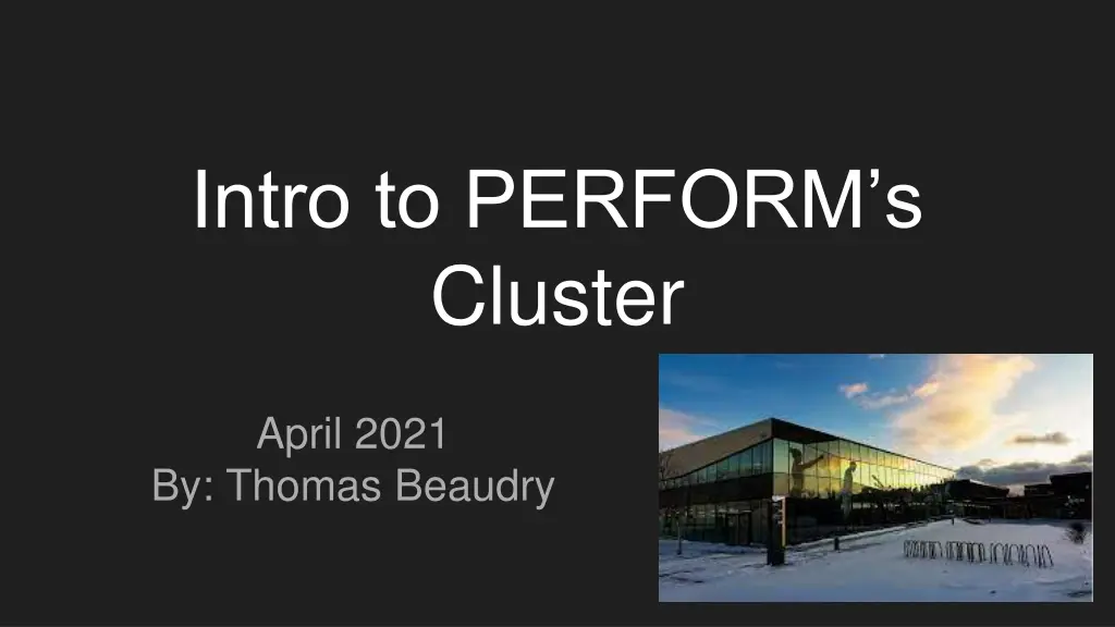 intro to perform s cluster n.w