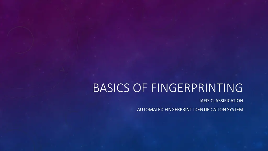 basics of fingerprinting n.w