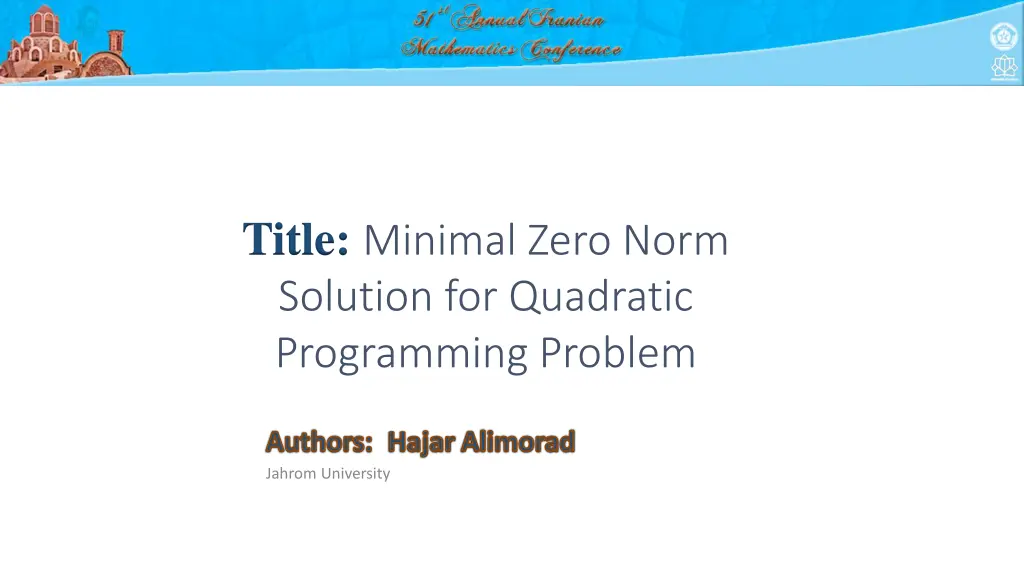 title minimal zero norm solution for quadratic n.w