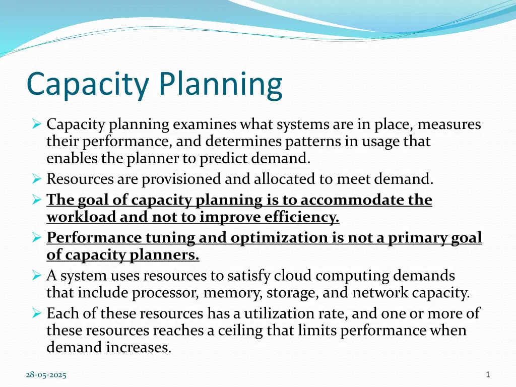 capacity planning n.w